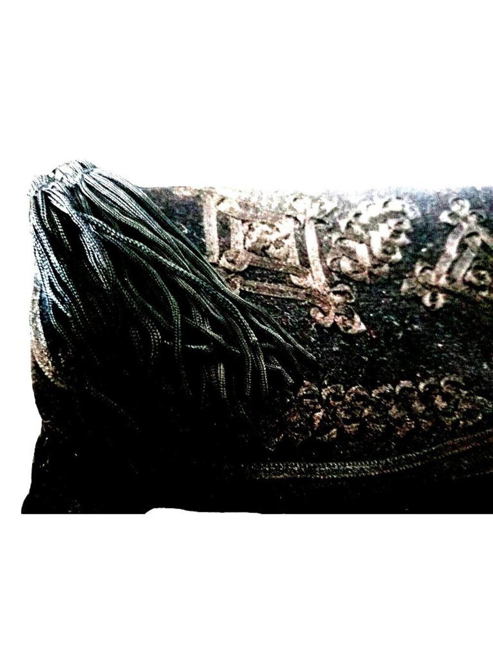 Purse Oasis Black  Clutch With Short Strap Tassels Velvet Feel